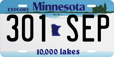 MN license plate 301SEP