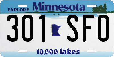 MN license plate 301SFO