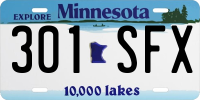 MN license plate 301SFX