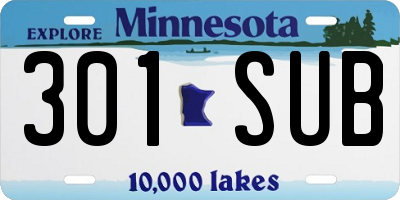 MN license plate 301SUB