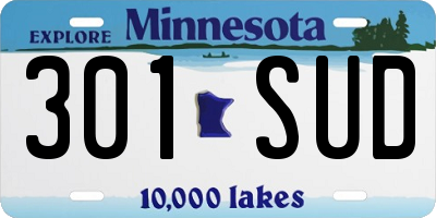 MN license plate 301SUD