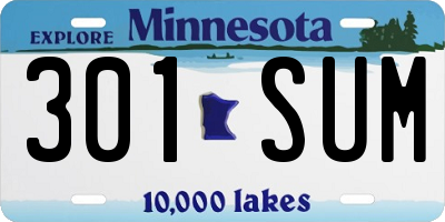 MN license plate 301SUM