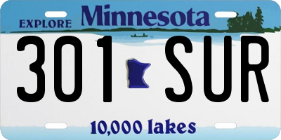 MN license plate 301SUR