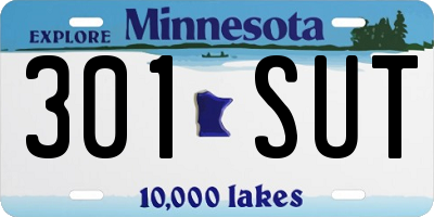 MN license plate 301SUT