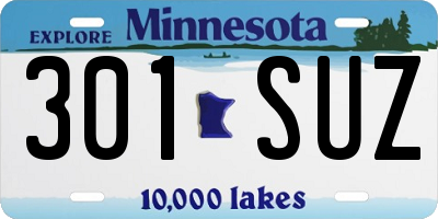 MN license plate 301SUZ