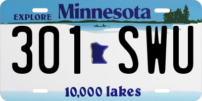 MN license plate 301SWU
