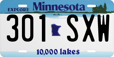 MN license plate 301SXW
