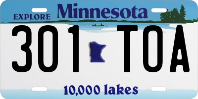 MN license plate 301TOA