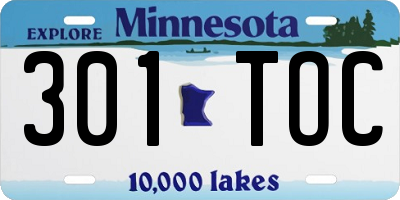 MN license plate 301TOC