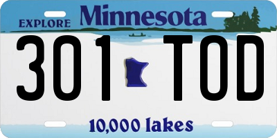 MN license plate 301TOD