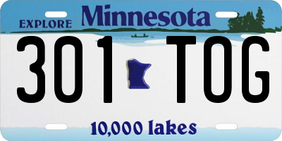 MN license plate 301TOG