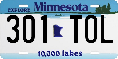 MN license plate 301TOL