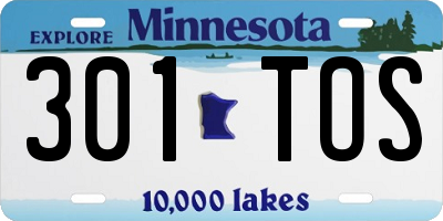 MN license plate 301TOS
