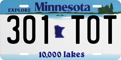 MN license plate 301TOT