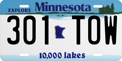 MN license plate 301TOW