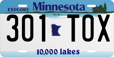 MN license plate 301TOX