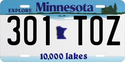 MN license plate 301TOZ