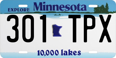 MN license plate 301TPX