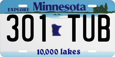MN license plate 301TUB