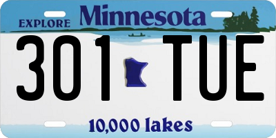 MN license plate 301TUE