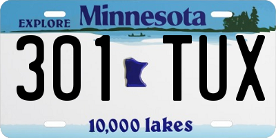 MN license plate 301TUX