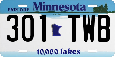 MN license plate 301TWB