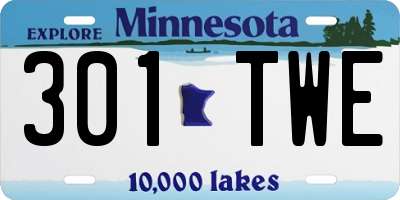MN license plate 301TWE