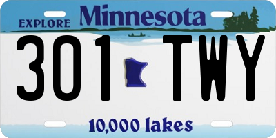MN license plate 301TWY