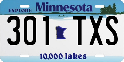 MN license plate 301TXS