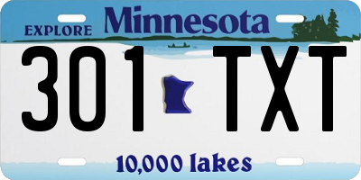 MN license plate 301TXT