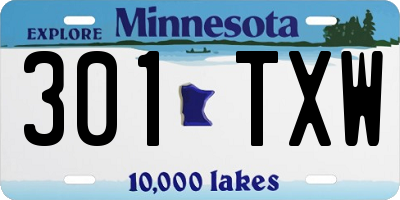 MN license plate 301TXW