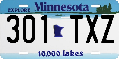 MN license plate 301TXZ