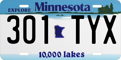 MN license plate 301TYX
