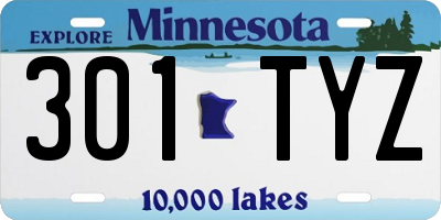 MN license plate 301TYZ