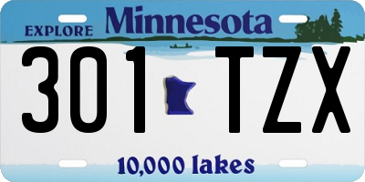 MN license plate 301TZX