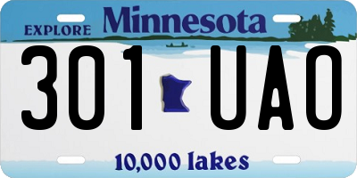 MN license plate 301UAO