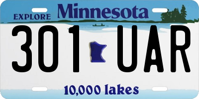 MN license plate 301UAR