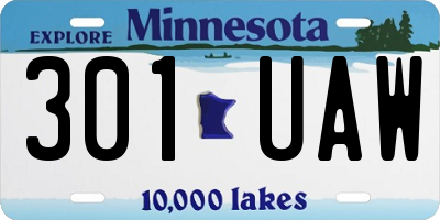 MN license plate 301UAW