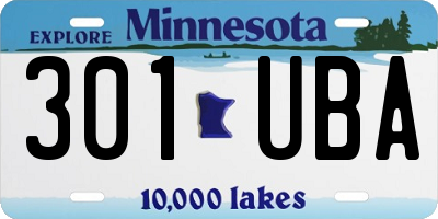 MN license plate 301UBA