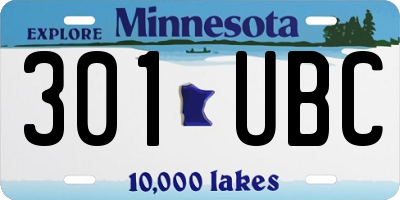 MN license plate 301UBC