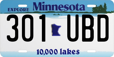 MN license plate 301UBD