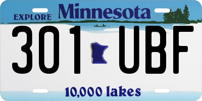 MN license plate 301UBF