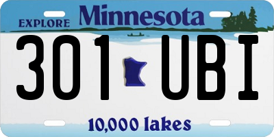 MN license plate 301UBI