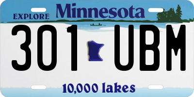 MN license plate 301UBM