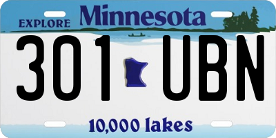 MN license plate 301UBN