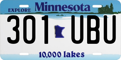 MN license plate 301UBU