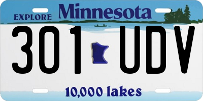 MN license plate 301UDV