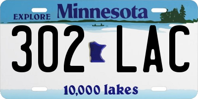 MN license plate 302LAC