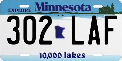 MN license plate 302LAF