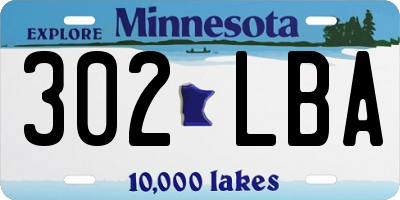 MN license plate 302LBA